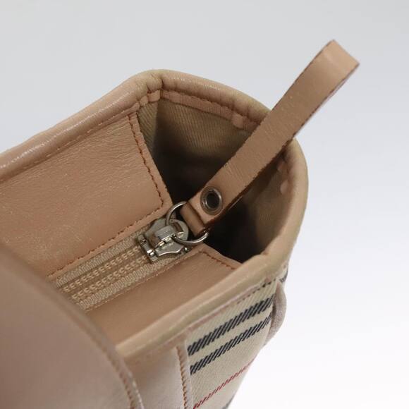 Burberry Shoulder Bag Canvas Leather Beige Cream Silver - Picture 11 of 16